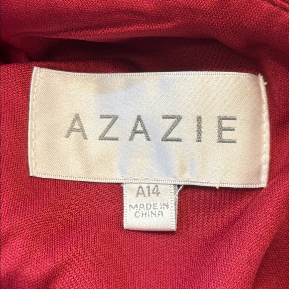 NWT Azazie Roya Stretch Burgundy V-Neck Pleated Dress - Picture 10 of 10